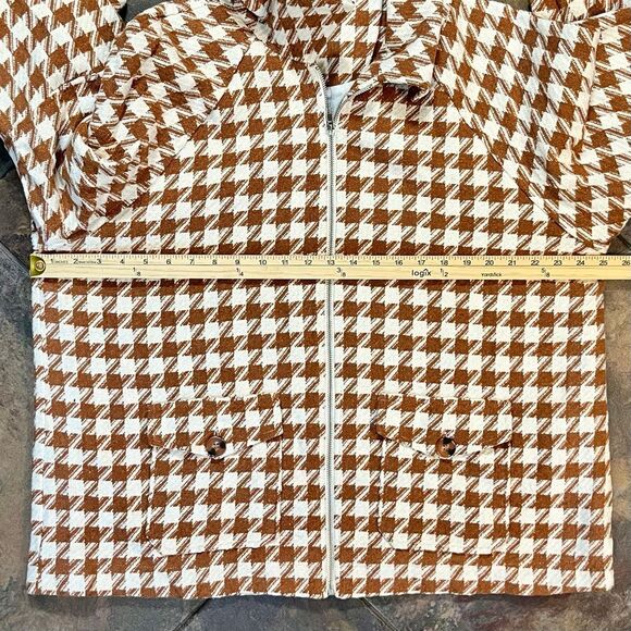 NWT Multiples Camel Houndstooth Zip Up Jacket 1X - Picture 9 of 14